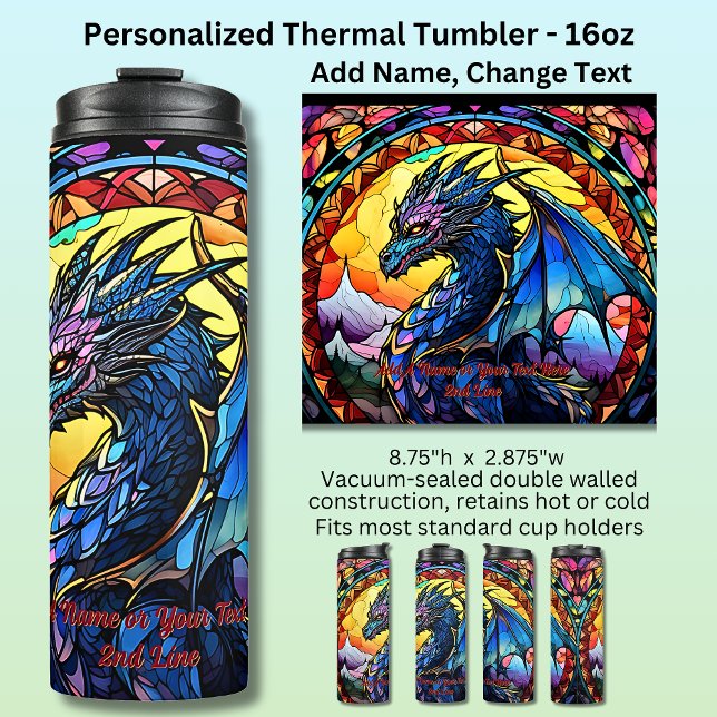 Add Name or Text, Stained Glass Dragon  Thermal Tumbler (Creator Uploaded)
