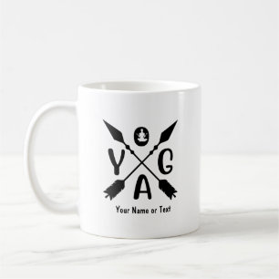 Add Name or Text Yoga Boho Arrows on White Coffee Mug