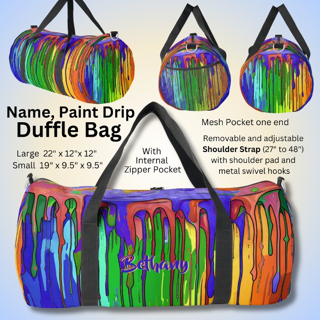 Add Name Paint Drips Blue Green Orange     Duffle Bag (Creator Uploaded)