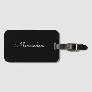 Add name Personalised black simple Luggage Tag