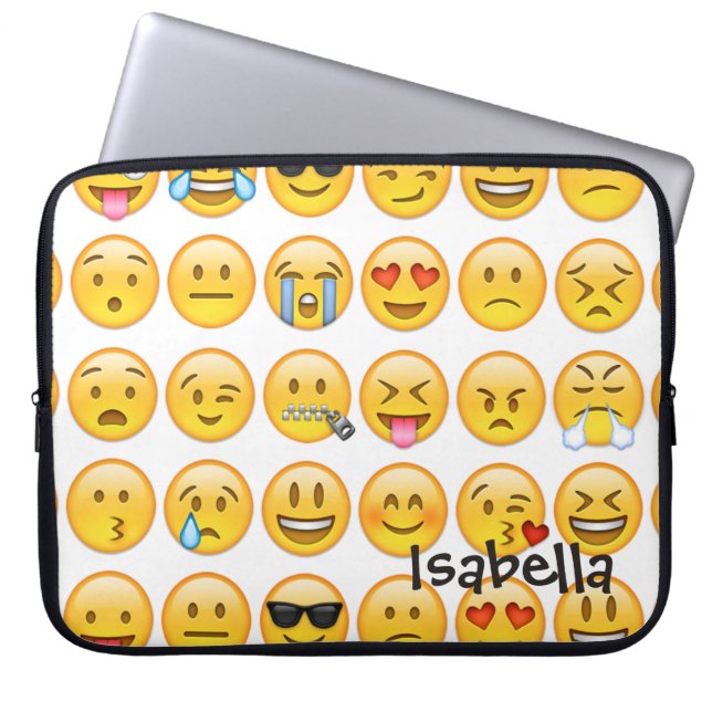 Add Name Personalised Emoji Laptop Sleeve (Front)