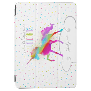 Add Name Personalised Gold Glitter Rainbow Unicorn iPad Air Cover