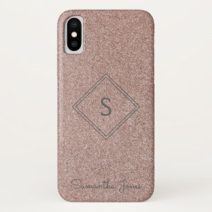 Add name Personalised Modern Elegant Glitter iPhone X Case
