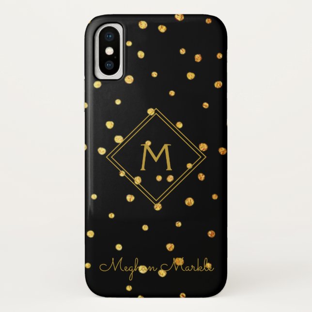 Add name Personalised Modern Simple Black Marble Case-Mate iPhone Case (Back)
