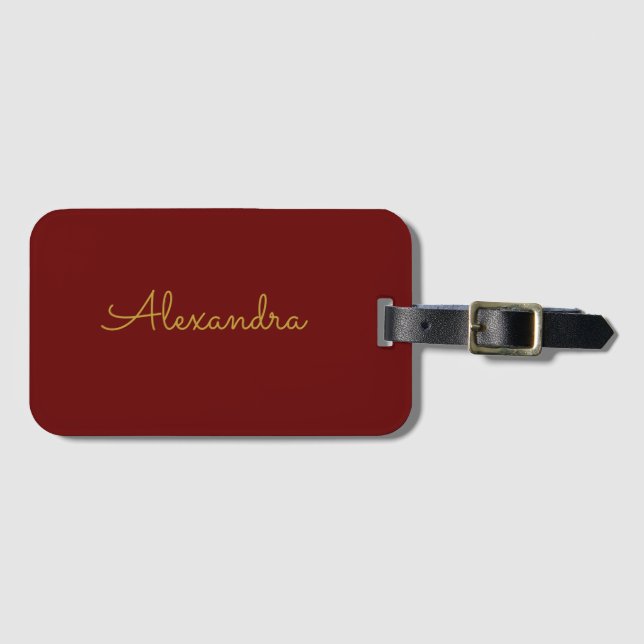 Add name Personalised modern simple Gold Luggage Tag (Front Horizontal)