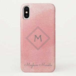 Add name Personalised Modern Simple Pink iPhone X Case