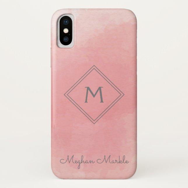 Add name Personalised Modern Simple Pink Case-Mate iPhone Case (Back)