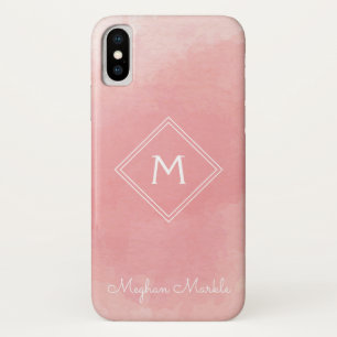 Add name Personalised Modern Simple Pink iPhone X Case