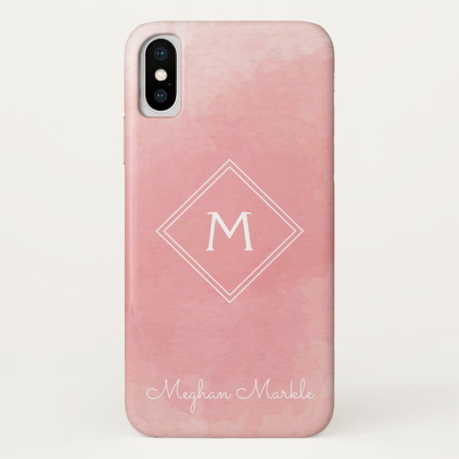 Add name Personalised Modern Simple Pink Case-Mate iPhone Case (Back)