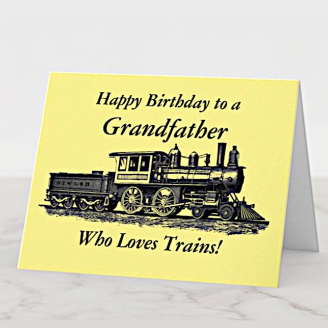 Add Name Personalize Railway Grandfather Birthday Card (Creator Uploaded)