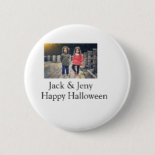 add name photo text Halloween kids girl boy 6 Cm Round Badge