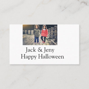 add name photo text Halloween kids girl boy Business Card