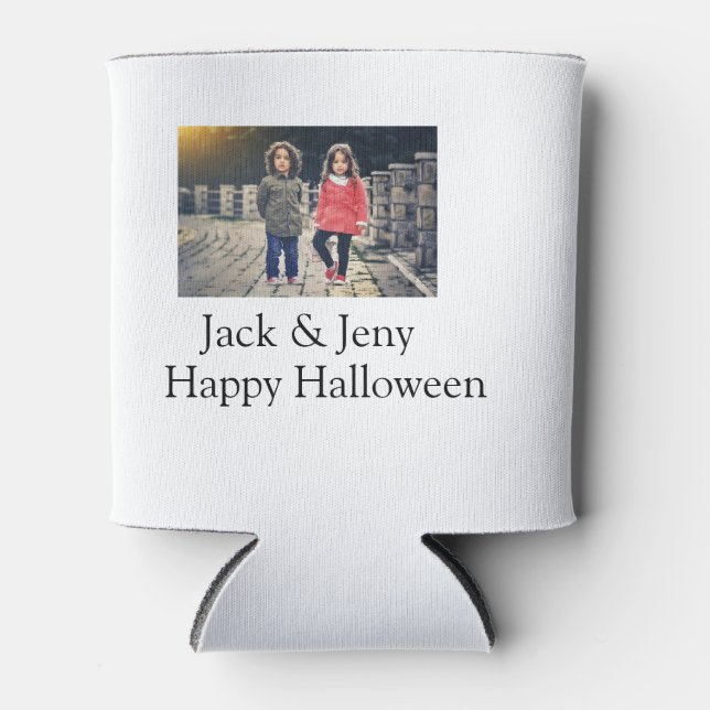 add name photo text Halloween kids girl boy Can Cooler (Front)