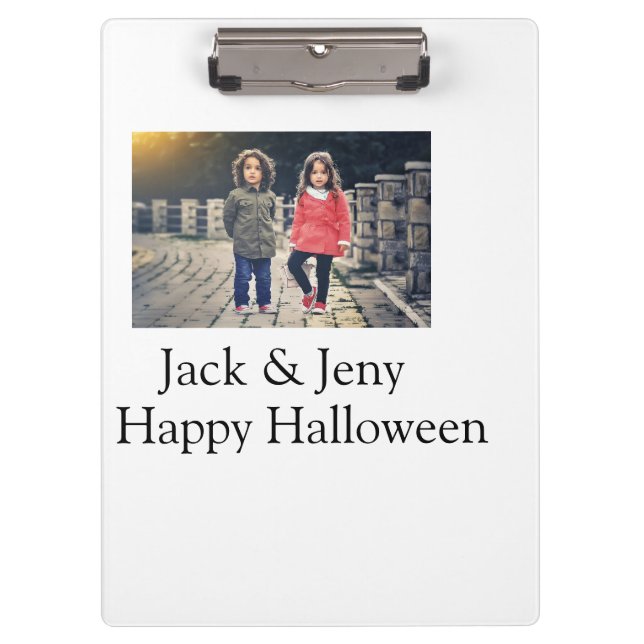 add name photo text Halloween kids girl boy Clipboard (Front)