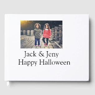 add name photo text Halloween kids girl boy Guest Book