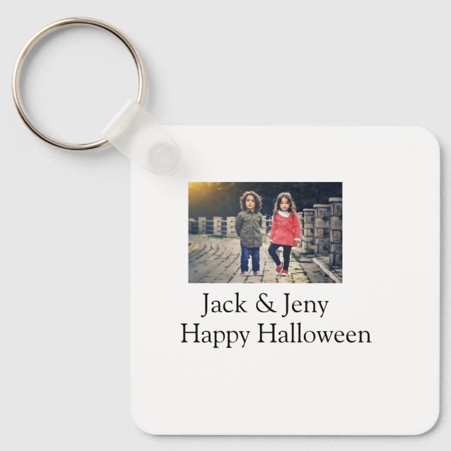 add name photo text Halloween kids girl boy Key Ring (Front)