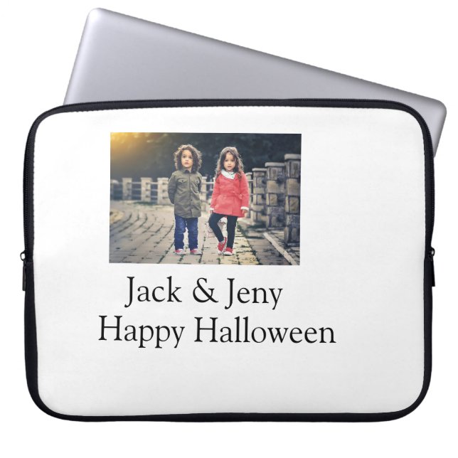 add name photo text Halloween kids girl boy Laptop Sleeve (Front)