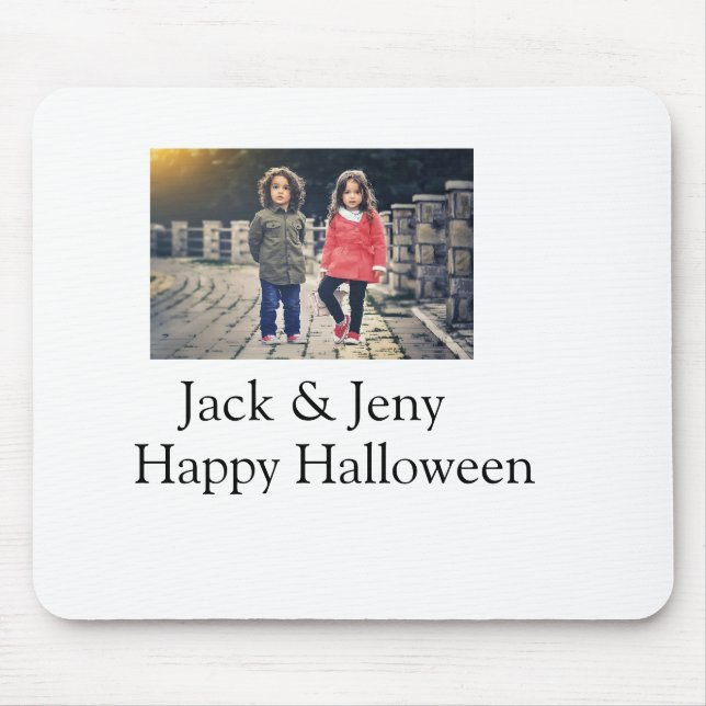 add name photo text Halloween kids girl boy Mouse Mat (Front)