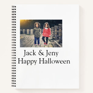 add name photo text Halloween kids girl boy Notebook