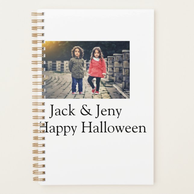 add name photo text Halloween kids girl boy Planner (Front)