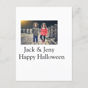 add name photo text Halloween kids girl boy Postcard