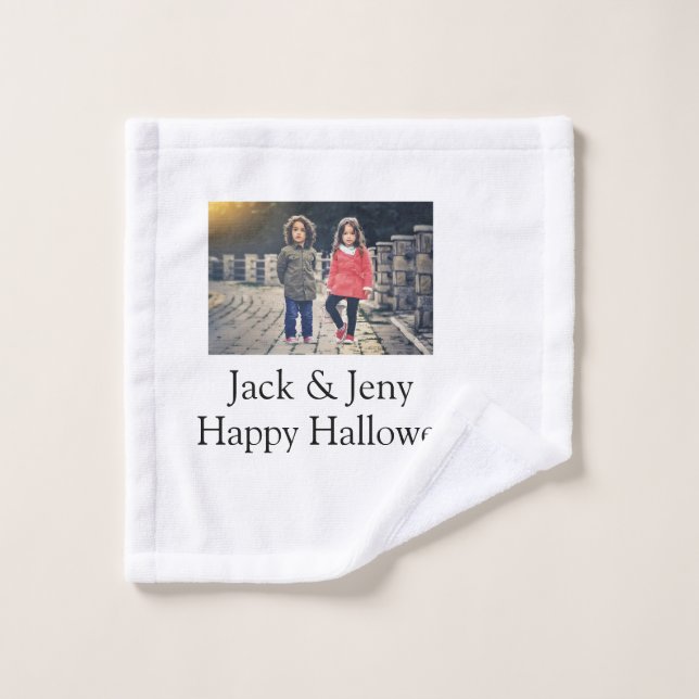 add name photo text Halloween kids girl boy Wash Cloth (Wash Cloth)