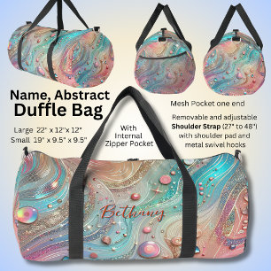 Add Name Pink Aqua Blue Abstract Duffle Bag