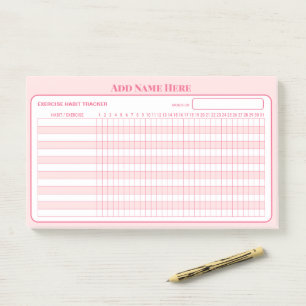 Add Name Pink Monthly Habit Tracker Sticky Notes
