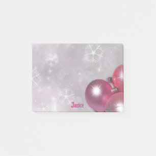 Add Name Pink Ornaments & Silver Gift Post-it Notes