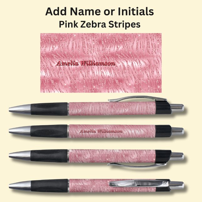 Add Name,  Pink Zebra Stripes (Creator Uploaded)
