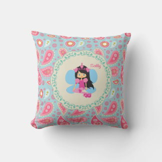 Add name Pretty Fairy pink  paisley child's room Cushion