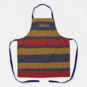 Add Name Red Blue Taupe Stripes Kitchen Crafts Apron