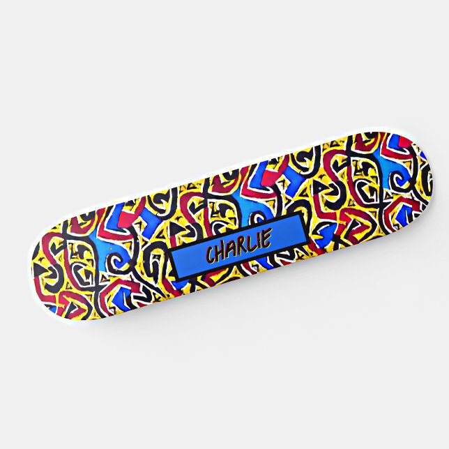 Add Name, Red Yellow Blue Graffiti Skateboard (Creator Uploaded)
