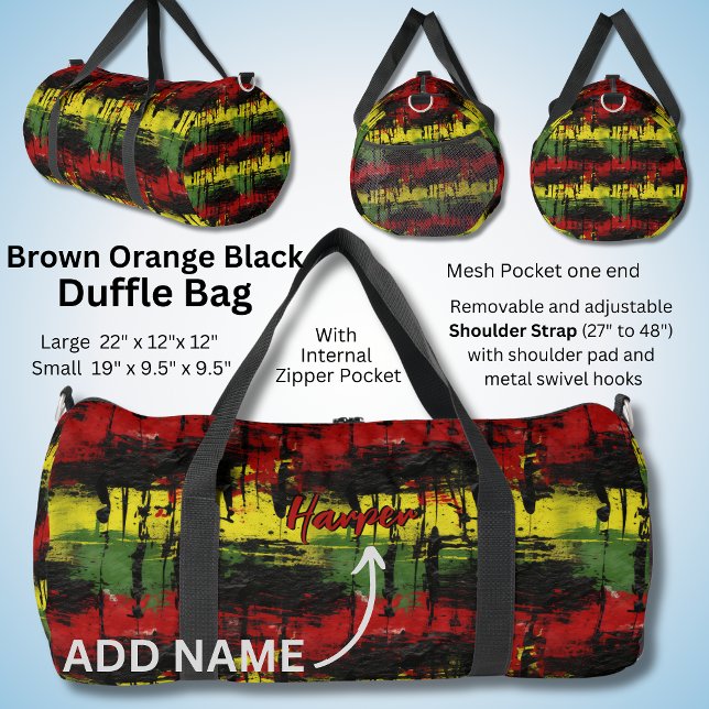 Add Name, Red Yellow Green Black Paint Dripping Duffle Bag (Creator Uploaded)