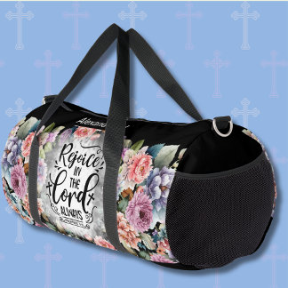 Add Name, Rejoice in the Lord Always Duffle Bag