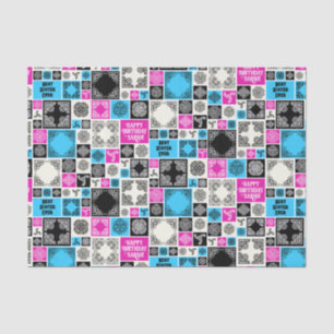 Add Name & Relationship Birthday Magenta & Blue Tissue Paper