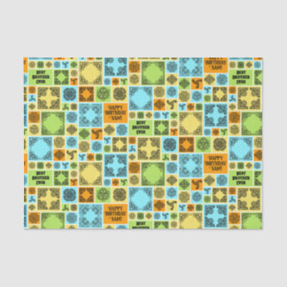 Add Name & Relationship Birthday Orange & Green Tissue Paper