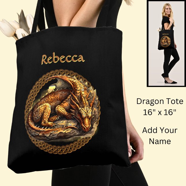 Add Name Resting Brown Dragon  Tote Bag (Creator Uploaded)