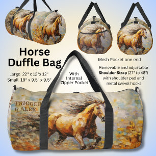 Add Name(s), Dramatic Brown Horse Painting Duffle Bag