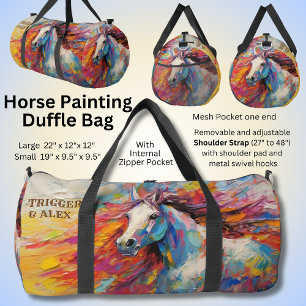Add Name(s), Dramatic White Horse Painting Duffle Bag