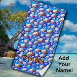 Add Name, Seashells on Blue  Beach Towel<br><div class="desc">Seashells on Blue Beach Towel  - - See more great beach towels in my store.</div>