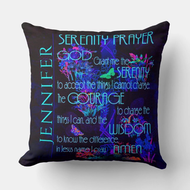 Add Name Serenity Prayer in Blue Cushion (Front)