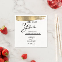 Add Name She Said Yes Gold Glitter Engagement