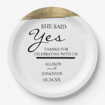 Add Name She Said Yes Gold Glitter Engagement