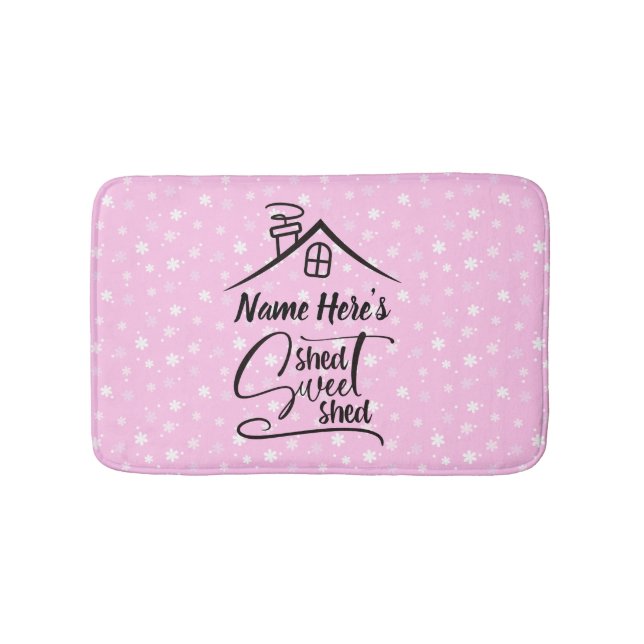 Add Name Shed Sweet Shed Pink White Floral         Bath Mat (Front)