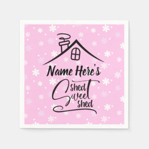 Add Name Shed Sweet Shed Pink White Floral         Napkin