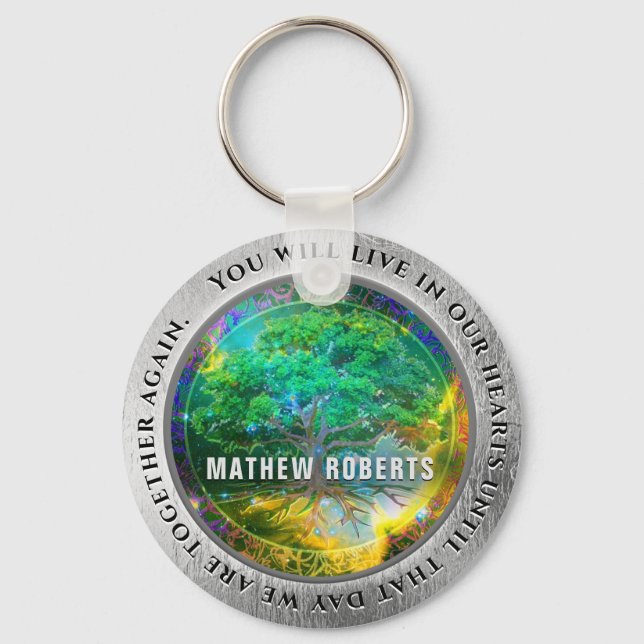 Add Name Silver Memorial Tree of Life Key Ring (Front)