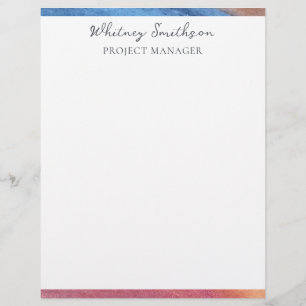 Add Name Simple Abstract Brown & Blue Watercolor Custom Letterhead