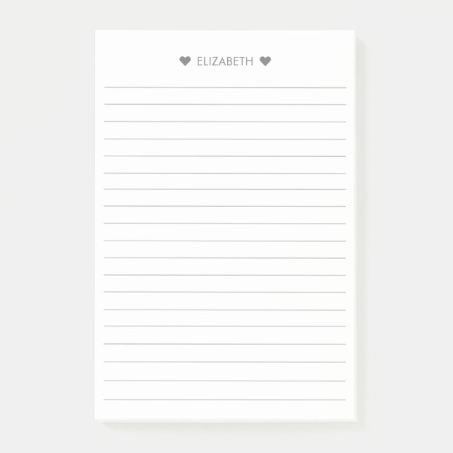 Add Name Simple Serif Font with Lines Grey Post-it Notes (Front)
