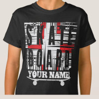 Add Name Skateboard Distressed White on Black  